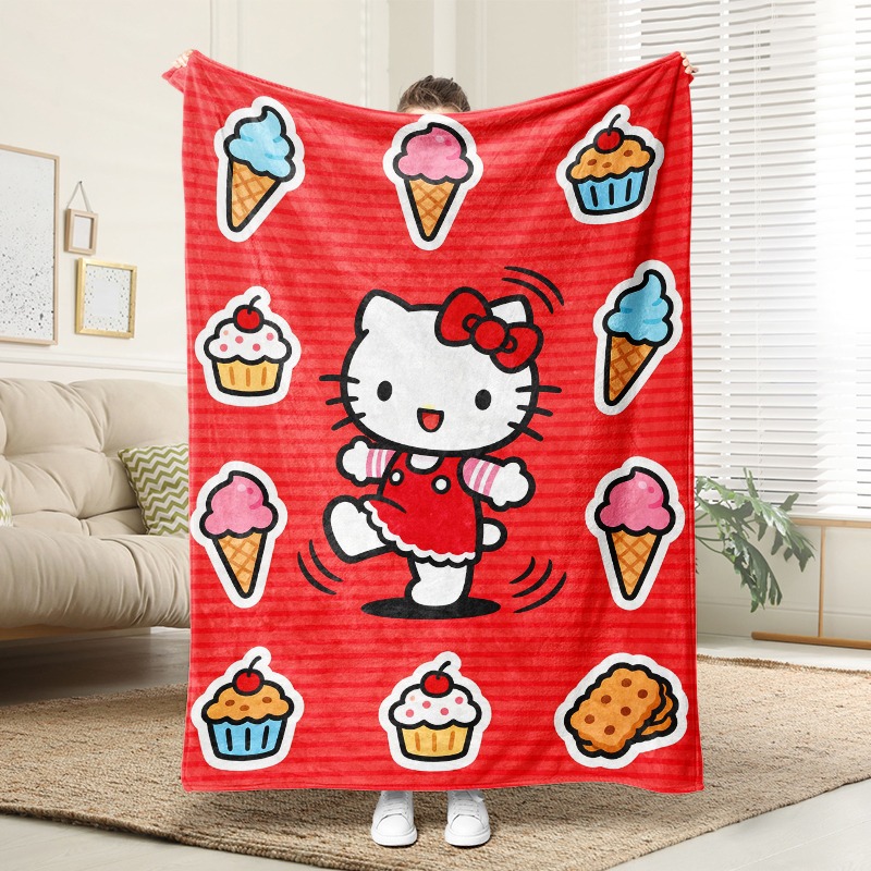 Christmas Throw Blanket - Sanrio Blanket Hello Kitty Ice Cream